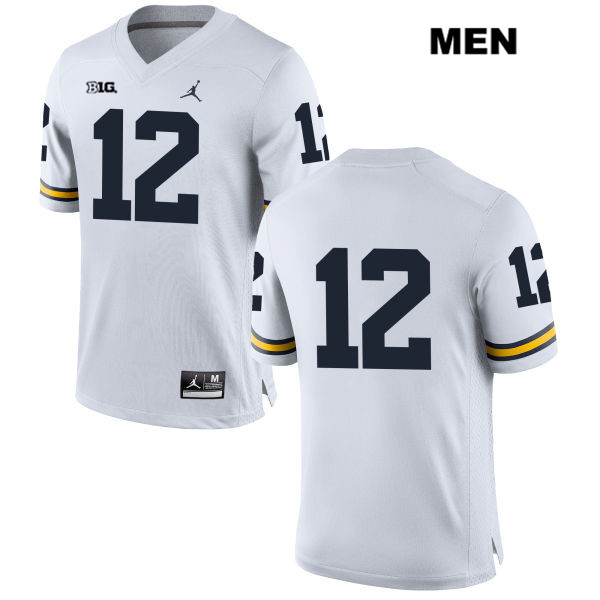 Men's NCAA Michigan Wolverines Chris Evans #12 No Name White Jordan Brand Authentic Stitched Football College Jersey YK25C31XM